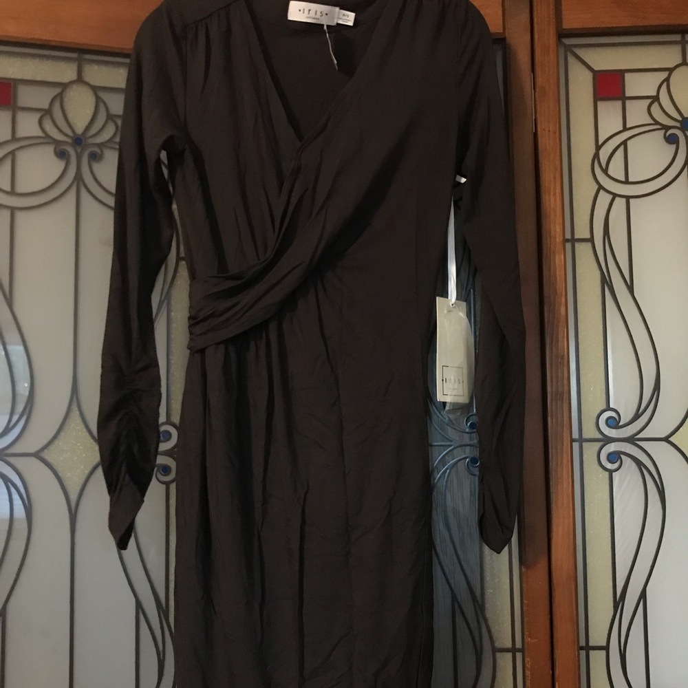 Iris Setlakwe Faux Wrap Dress Brown